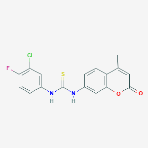 molecular formula C17H12ClFN2O2S B4118164 N-(3-chloro-4-fluorophenyl)-N'-(4-methyl-2-oxo-2H-chromen-7-yl)thiourea 