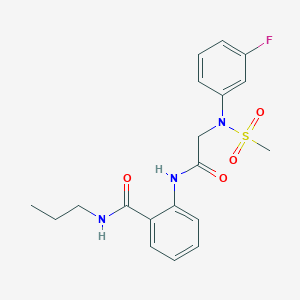 molecular formula C19H22FN3O4S B4118167 2-{[N-(3-fluorophenyl)-N-(methylsulfonyl)glycyl]amino}-N-propylbenzamide 