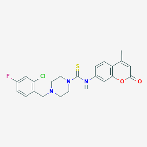 molecular formula C22H21ClFN3O2S B4118175 4-(2-chloro-4-fluorobenzyl)-N-(4-methyl-2-oxo-2H-chromen-7-yl)-1-piperazinecarbothioamide 