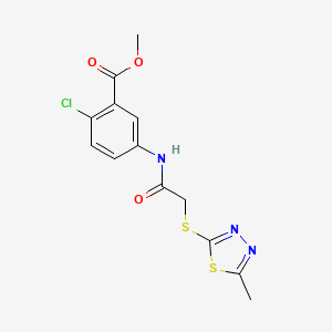 molecular formula C13H12ClN3O3S2 B4118183 methyl 2-chloro-5-({[(5-methyl-1,3,4-thiadiazol-2-yl)thio]acetyl}amino)benzoate 