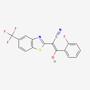 molecular formula C17H8F4N2OS B4118219 3-(2-fluorophenyl)-3-hydroxy-2-[5-(trifluoromethyl)-1,3-benzothiazol-2-yl]acrylonitrile 