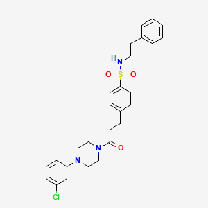 molecular formula C27H30ClN3O3S B4118228 4-{3-[4-(3-chlorophenyl)-1-piperazinyl]-3-oxopropyl}-N-(2-phenylethyl)benzenesulfonamide 