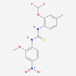 molecular formula C16H15F2N3O4S B4118239 N-[2-(difluoromethoxy)-4-methylphenyl]-N'-(2-methoxy-4-nitrophenyl)thiourea 