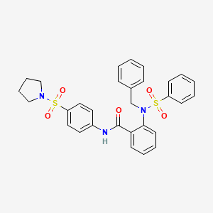 molecular formula C30H29N3O5S2 B4118245 2-[benzyl(phenylsulfonyl)amino]-N-[4-(1-pyrrolidinylsulfonyl)phenyl]benzamide 