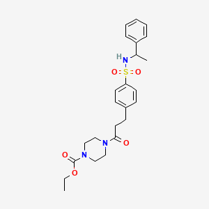 molecular formula C24H31N3O5S B4118271 ethyl 4-[3-(4-{[(1-phenylethyl)amino]sulfonyl}phenyl)propanoyl]-1-piperazinecarboxylate 