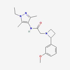 molecular formula C19H26N4O2 B4118276 N-(1-ethyl-3,5-dimethyl-1H-pyrazol-4-yl)-2-[2-(3-methoxyphenyl)azetidin-1-yl]acetamide 