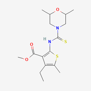 molecular formula C16H24N2O3S2 B4118310 methyl 2-{[(2,6-dimethyl-4-morpholinyl)carbonothioyl]amino}-4-ethyl-5-methyl-3-thiophenecarboxylate 