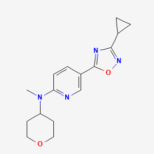 molecular formula C16H20N4O2 B4118329 5-(3-cyclopropyl-1,2,4-oxadiazol-5-yl)-N-methyl-N-(tetrahydro-2H-pyran-4-yl)-2-pyridinamine 