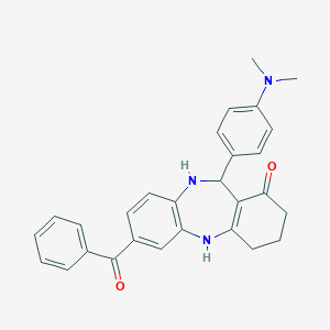 molecular formula C28H27N3O2 B411833 7-Benzoyl-11-(4-dimethylamino-phenyl)-2,3,4,5,10,11-hexahydro-dibenzo[b,e][1,4]d 