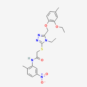 molecular formula C23H27N5O5S B4118376 2-({5-[(2-ethoxy-4-methylphenoxy)methyl]-4-ethyl-4H-1,2,4-triazol-3-yl}thio)-N-(2-methyl-5-nitrophenyl)acetamide 