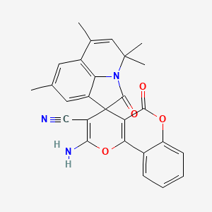 2-amino-4',4',6',8'-tetramethyl-2',5-dioxo-4'H,5H-spiro[pyrano[3,2-c]chromene-4,1'-pyrrolo[3,2,1-ij]quinoline]-3-carbonitrile