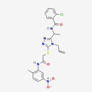 molecular formula C23H23ClN6O4S B4118435 N-{1-[4-allyl-5-({2-[(2-methyl-5-nitrophenyl)amino]-2-oxoethyl}thio)-4H-1,2,4-triazol-3-yl]ethyl}-2-chlorobenzamide 