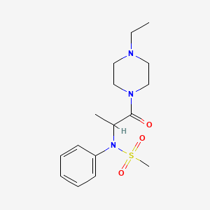 molecular formula C16H25N3O3S B4118454 N-[2-(4-ethyl-1-piperazinyl)-1-methyl-2-oxoethyl]-N-phenylmethanesulfonamide 