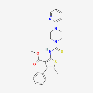 molecular formula C23H24N4O2S2 B4118495 methyl 5-methyl-4-phenyl-2-({[4-(2-pyridinyl)-1-piperazinyl]carbonothioyl}amino)-3-thiophenecarboxylate 