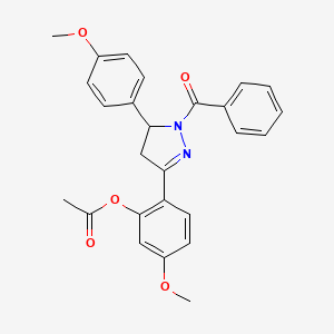 molecular formula C26H24N2O5 B4118502 2-[1-benzoyl-5-(4-methoxyphenyl)-4,5-dihydro-1H-pyrazol-3-yl]-5-methoxyphenyl acetate 