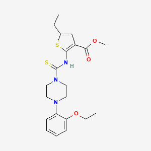 molecular formula C21H27N3O3S2 B4118529 methyl 2-({[4-(2-ethoxyphenyl)-1-piperazinyl]carbonothioyl}amino)-5-ethyl-3-thiophenecarboxylate 