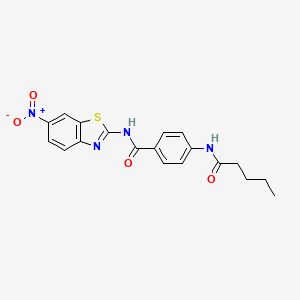 molecular formula C19H18N4O4S B4118551 N-(6-nitro-1,3-benzothiazol-2-yl)-4-(pentanoylamino)benzamide 