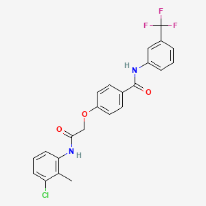 molecular formula C23H18ClF3N2O3 B4118566 4-{2-[(3-chloro-2-methylphenyl)amino]-2-oxoethoxy}-N-[3-(trifluoromethyl)phenyl]benzamide 