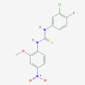 molecular formula C14H11ClFN3O3S B4118630 N-(3-chloro-4-fluorophenyl)-N'-(2-methoxy-4-nitrophenyl)thiourea 