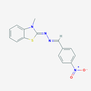 molecular formula C15H12N4O2S B411867 4-nitrobenzaldehyde (3-methyl-1,3-benzothiazol-2(3H)-ylidene)hydrazone 