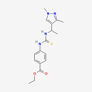 molecular formula C17H22N4O2S B4118685 ethyl 4-[({[1-(1,3-dimethyl-1H-pyrazol-4-yl)ethyl]amino}carbonothioyl)amino]benzoate CAS No. 957500-09-3