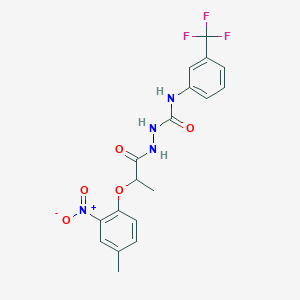 molecular formula C18H17F3N4O5 B4118697 2-[2-(4-methyl-2-nitrophenoxy)propanoyl]-N-[3-(trifluoromethyl)phenyl]hydrazinecarboxamide 