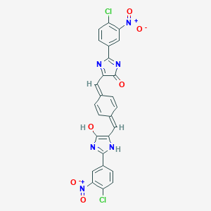 molecular formula C26H14Cl2N6O6 B411874 2-{4-chloro-3-nitrophenyl}-5-{4-[(2-{4-chloro-3-nitrophenyl}-5-oxo-1,5-dihydro-4H-imidazol-4-ylidene)methyl]benzylidene}-3,5-dihydro-4H-imidazol-4-one 