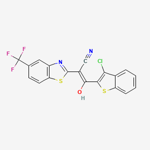 molecular formula C19H8ClF3N2OS2 B4118801 3-(3-chloro-1-benzothien-2-yl)-3-hydroxy-2-[5-(trifluoromethyl)-1,3-benzothiazol-2-yl]acrylonitrile 
