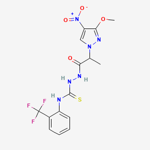 molecular formula C15H15F3N6O4S B4118820 2-[2-(3-methoxy-4-nitro-1H-pyrazol-1-yl)propanoyl]-N-[2-(trifluoromethyl)phenyl]hydrazinecarbothioamide 