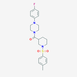 molecular formula C23H28FN3O3S B4118872 1-(4-fluorophenyl)-4-({1-[(4-methylphenyl)sulfonyl]-3-piperidinyl}carbonyl)piperazine 
