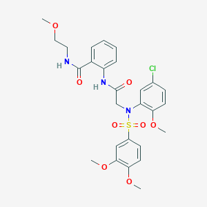 molecular formula C27H30ClN3O8S B4118888 2-({N-(5-chloro-2-methoxyphenyl)-N-[(3,4-dimethoxyphenyl)sulfonyl]glycyl}amino)-N-(2-methoxyethyl)benzamide 