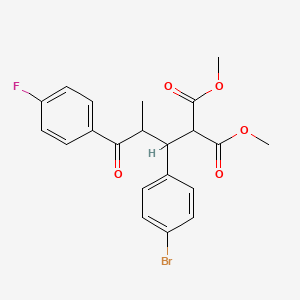 molecular formula C21H20BrFO5 B4118910 dimethyl [1-(4-bromophenyl)-3-(4-fluorophenyl)-2-methyl-3-oxopropyl]malonate 
