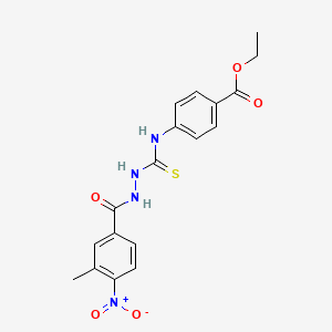 molecular formula C18H18N4O5S B4118945 ethyl 4-({[2-(3-methyl-4-nitrobenzoyl)hydrazino]carbonothioyl}amino)benzoate 