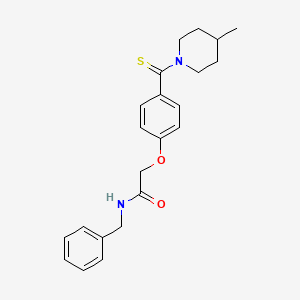 molecular formula C22H26N2O2S B4118983 N-benzyl-2-{4-[(4-methyl-1-piperidinyl)carbonothioyl]phenoxy}acetamide 
