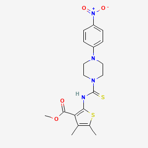molecular formula C19H22N4O4S2 B4118993 methyl 4,5-dimethyl-2-({[4-(4-nitrophenyl)-1-piperazinyl]carbonothioyl}amino)-3-thiophenecarboxylate 