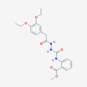 molecular formula C21H25N3O6 B4119004 methyl 2-[({2-[(3,4-diethoxyphenyl)acetyl]hydrazino}carbonyl)amino]benzoate 