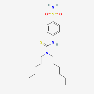 molecular formula C19H33N3O2S2 B4119048 4-{[(dihexylamino)carbonothioyl]amino}benzenesulfonamide 