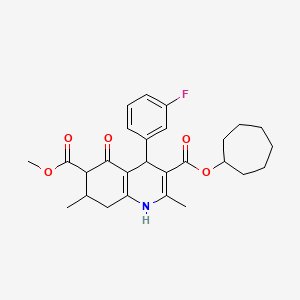 3-cycloheptyl 6-methyl 4-(3-fluorophenyl)-2,7-dimethyl-5-oxo-1,4,5,6,7,8-hexahydro-3,6-quinolinedicarboxylate