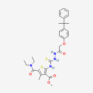 molecular formula C30H36N4O5S2 B4119126 methyl 5-[(diethylamino)carbonyl]-4-methyl-2-{[(2-{[4-(1-methyl-1-phenylethyl)phenoxy]acetyl}hydrazino)carbonothioyl]amino}-3-thiophenecarboxylate 