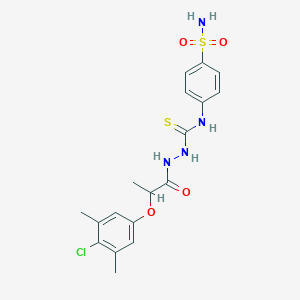 molecular formula C18H21ClN4O4S2 B4119135 N-[4-(aminosulfonyl)phenyl]-2-[2-(4-chloro-3,5-dimethylphenoxy)propanoyl]hydrazinecarbothioamide 