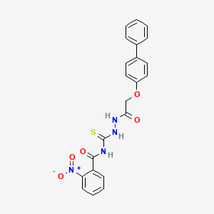 molecular formula C22H18N4O5S B4119141 N-({2-[(4-biphenylyloxy)acetyl]hydrazino}carbonothioyl)-2-nitrobenzamide 