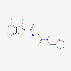 molecular formula C15H15ClFN3O2S2 B4119202 2-[(3-chloro-4-fluoro-1-benzothien-2-yl)carbonyl]-N-(tetrahydro-2-furanylmethyl)hydrazinecarbothioamide 
