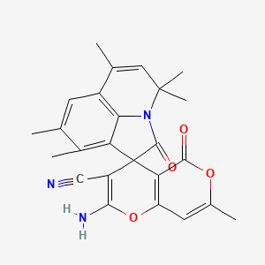molecular formula C25H23N3O4 B4119224 2-amino-4',4',6',7,8',9'-hexamethyl-2',5-dioxo-4'H,5H-spiro[pyrano[4,3-b]pyran-4,1'-pyrrolo[3,2,1-ij]quinoline]-3-carbonitrile 