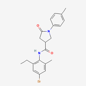 molecular formula C21H23BrN2O2 B4119225 N-(4-bromo-2-ethyl-6-methylphenyl)-1-(4-methylphenyl)-5-oxo-3-pyrrolidinecarboxamide 