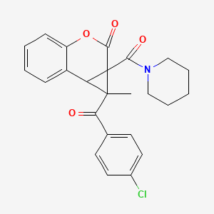 molecular formula C24H22ClNO4 B4119228 1-(4-chlorobenzoyl)-1-methyl-1a-(1-piperidinylcarbonyl)-1a,7b-dihydrocyclopropa[c]chromen-2(1H)-one 