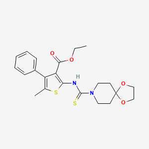 ethyl 2-[(1,4-dioxa-8-azaspiro[4.5]dec-8-ylcarbonothioyl)amino]-5-methyl-4-phenyl-3-thiophenecarboxylate