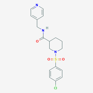 molecular formula C18H20ClN3O3S B4119256 1-[(4-chlorophenyl)sulfonyl]-N-(4-pyridinylmethyl)-3-piperidinecarboxamide 