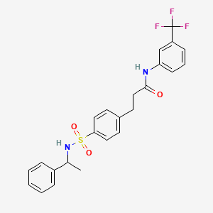 molecular formula C24H23F3N2O3S B4119262 3-(4-{[(1-phenylethyl)amino]sulfonyl}phenyl)-N-[3-(trifluoromethyl)phenyl]propanamide 
