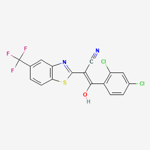 molecular formula C17H7Cl2F3N2OS B4119273 3-(2,4-dichlorophenyl)-3-hydroxy-2-[5-(trifluoromethyl)-1,3-benzothiazol-2-yl]acrylonitrile 