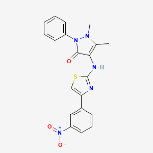 molecular formula C20H17N5O3S B4119281 1,5-dimethyl-4-{[4-(3-nitrophenyl)-1,3-thiazol-2-yl]amino}-2-phenyl-1,2-dihydro-3H-pyrazol-3-one 